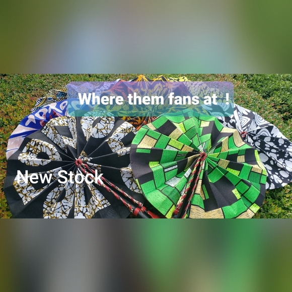 Colorful African Patterned Hand Fans - Picture 2 of 5